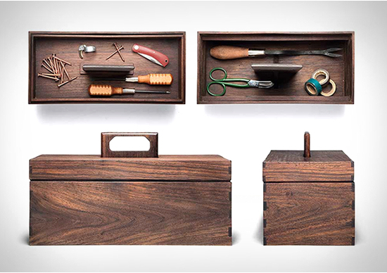 Reclaimed Tropical Walnut: cassetta degli attrezzi, con stile Reclaimed Tropical Walnut: cassetta degli attrezzi, con stile