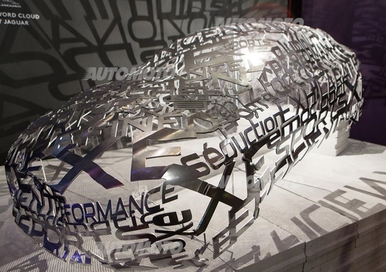 La Jaguar XE si trasforma nella Word Cloud, una nuvola di alluminio La Jaguar XE si trasforma nella Word Cloud, una nuvola di alluminio