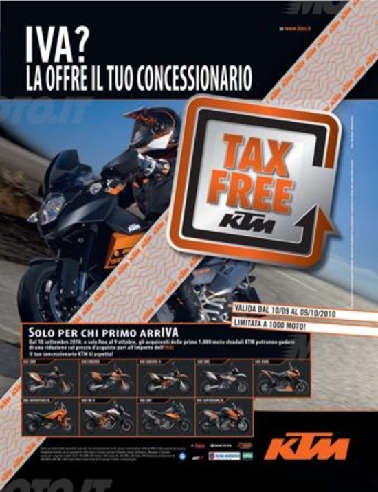 Tax Free: KTM sconta l'IVA Tax Free: KTM sconta l'IVA