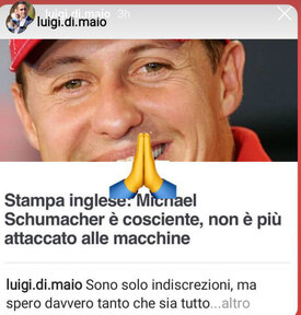 La dedica di Di Maio a Schumacher su Instagram Stories