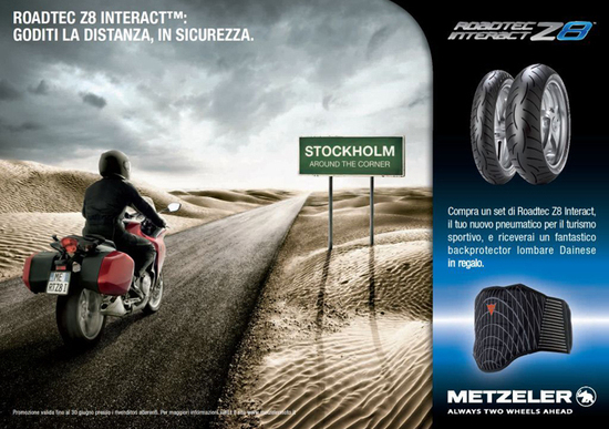 Metzeler Roadtec Z8 Interact: un paraschiena Dainese in omaggio Metzeler Roadtec Z8 Interact: un paraschiena Dainese in omaggio