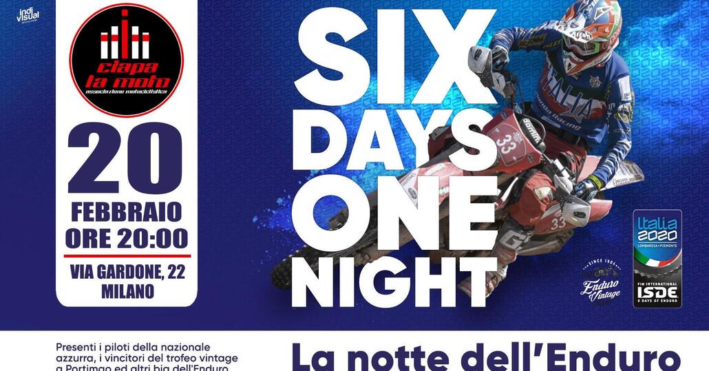 Six Days One Night: l'Enduro da Ciapa la Moto il 20 febbraio