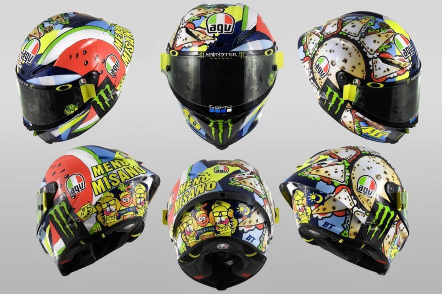 Valentino Rossi casco speciale Misano 2019 piadina