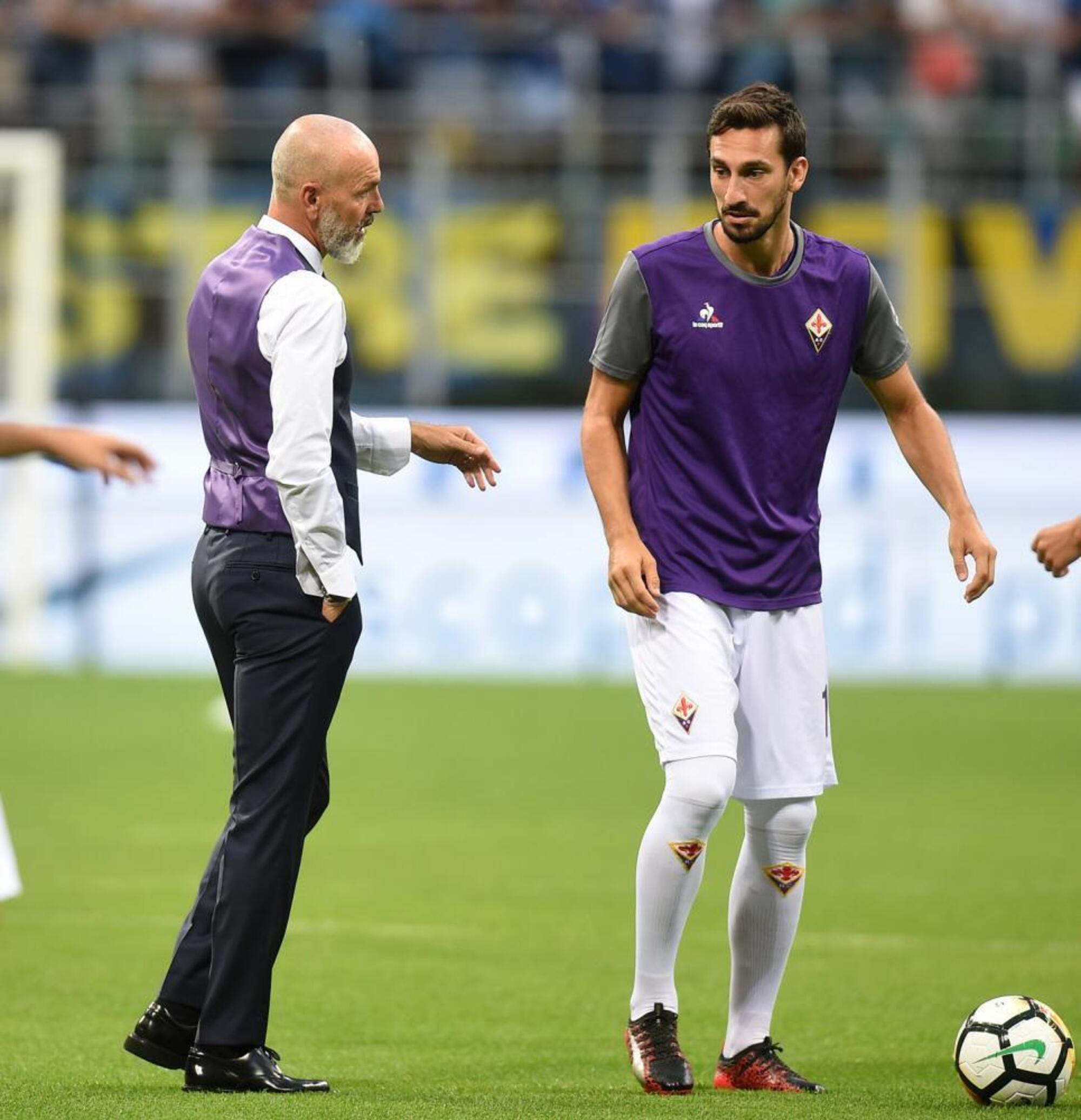 Stefano Pioli e Davide Astori, il capitano della Fiorentina tragicamente scomparso nel 2018 prima di un match contro l'Udinese
