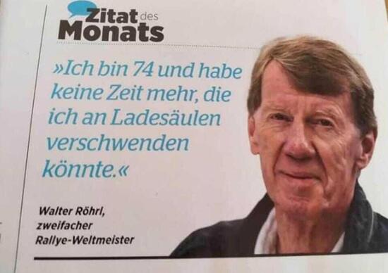 Il campione di Rally Walter Röhrl: Ho 74 anni, non ho tempo di aspettare le colonnine elettriche Il campione di Rally Walter Röhrl: Ho 74 anni, non ho tempo di aspettare le colonnine elettriche