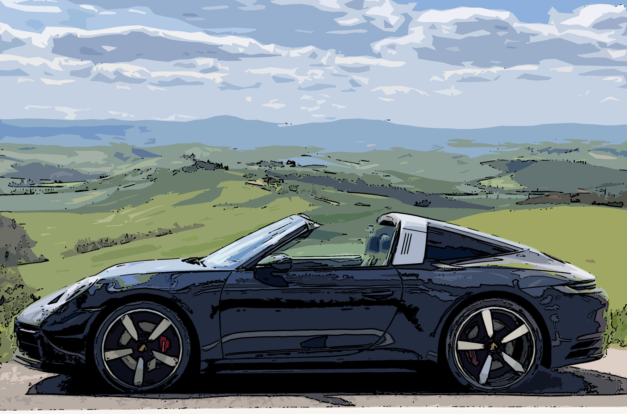 Porsche 911 Targa 4S colline toscane